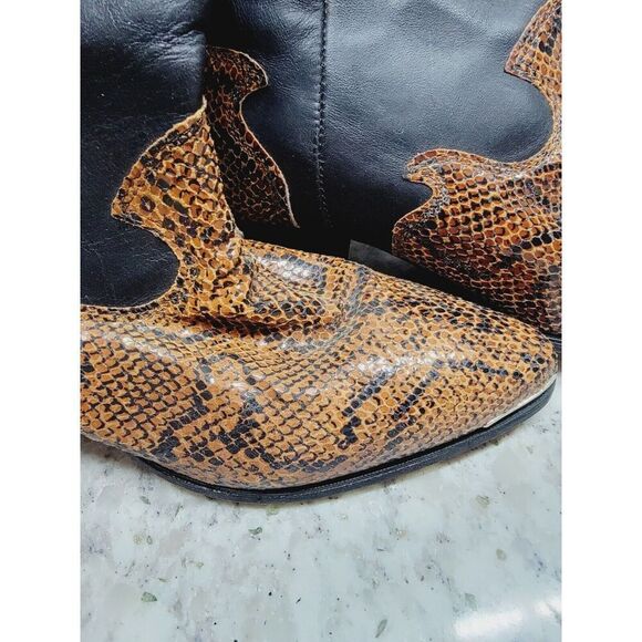 Code West 7 Vintage Women's Leather Brown Black Cowboy Boots Size 7M - Picture 4 of 11